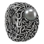 Ring Medusa von schmuckwerk, Edelstahl schwarz PVD, Tahitiperle, 690 Euro